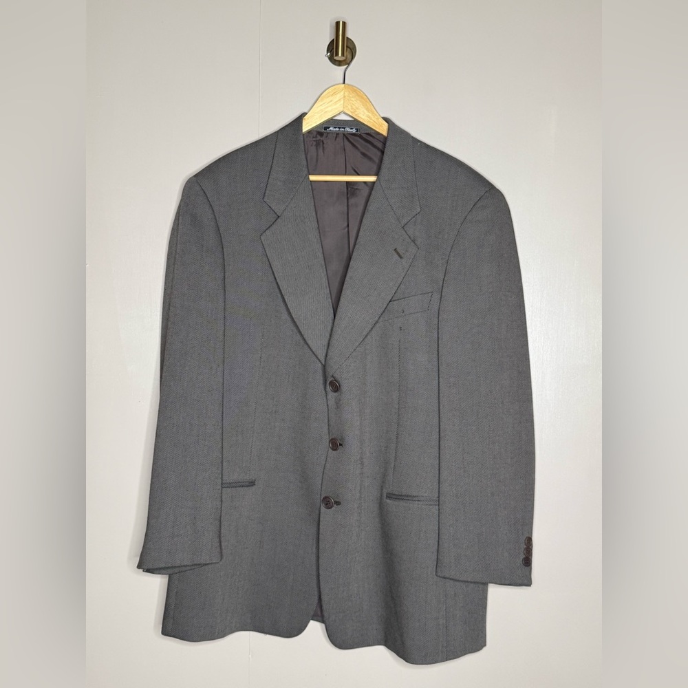 100% Virgin Wool Giorgio Armani Blazer Men's 40R Gray Made Italy Tailored